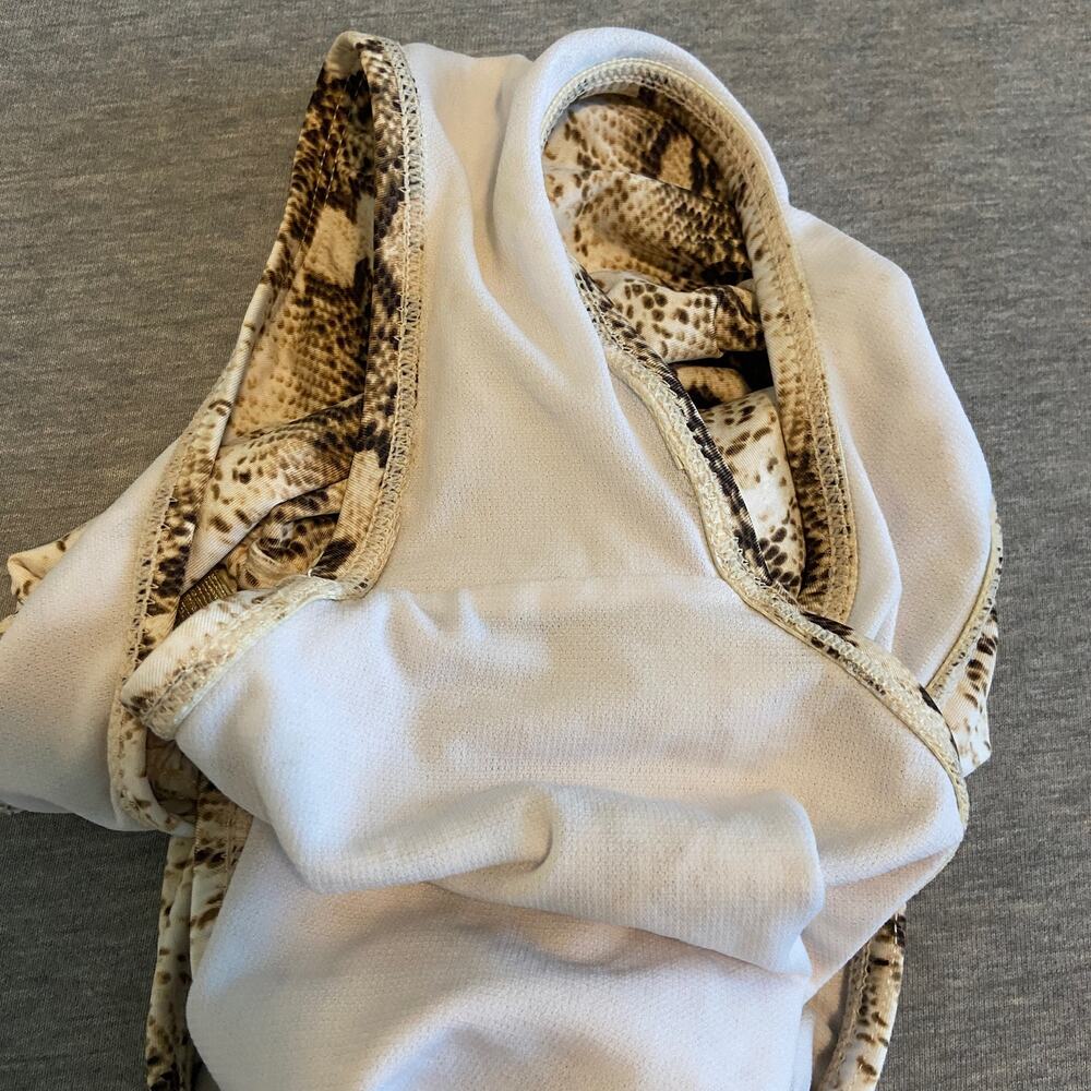 White House Black Market Women's Size Large Brown Cream Snakeskin Swim Bottom - Picture 3 of 9